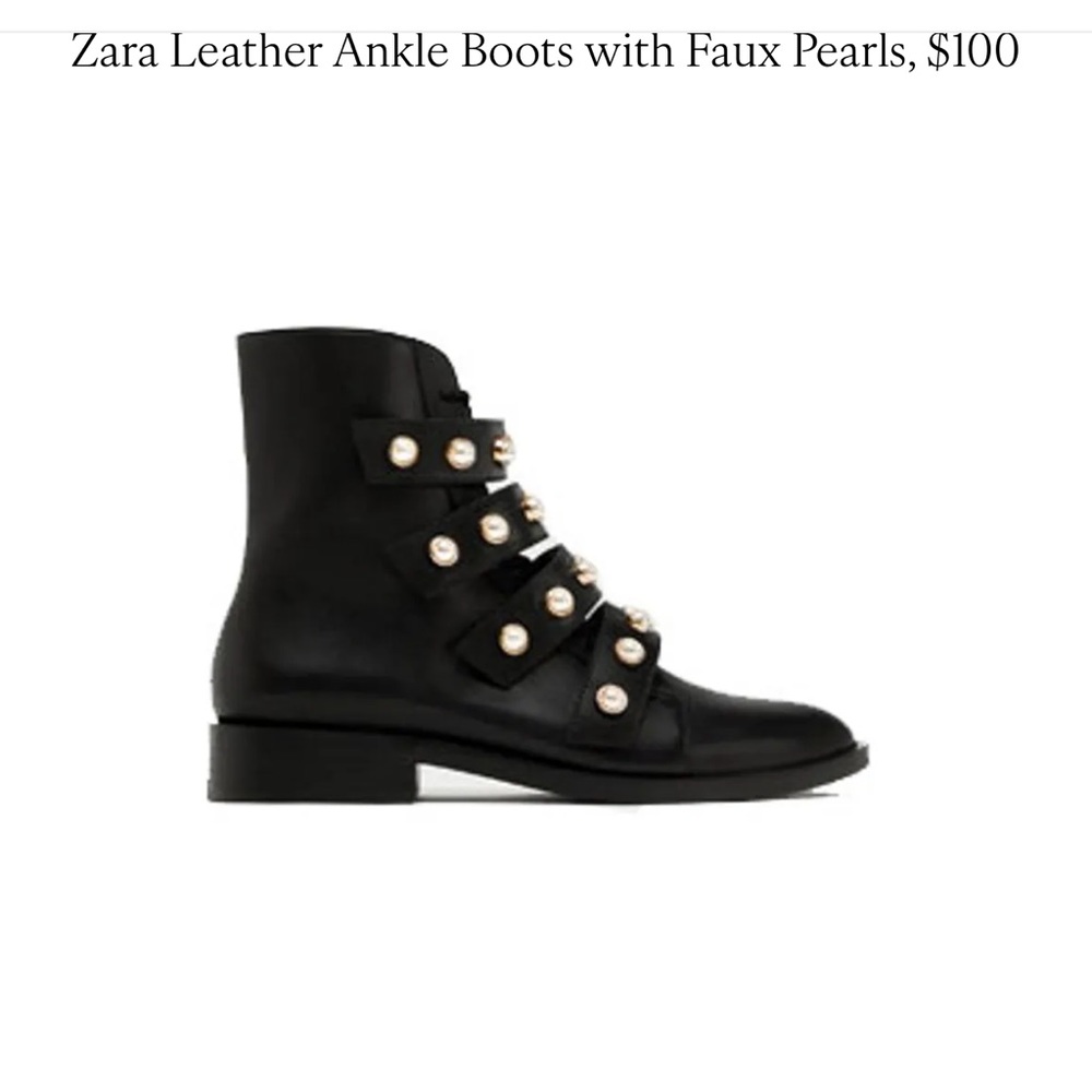 Zara faux leather pearl boots